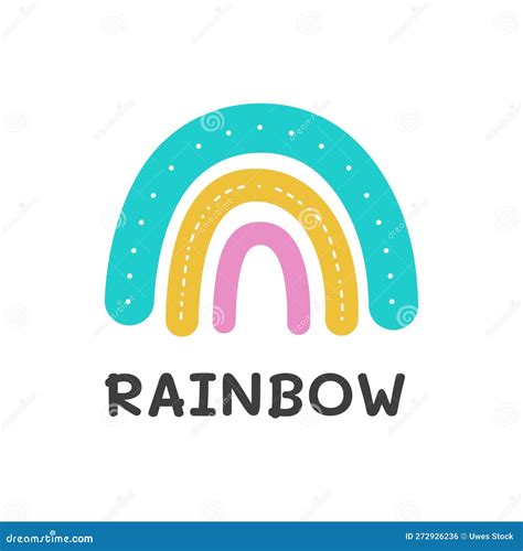 Rainbow Logo Cute Hand Drawn Design Modern Colors Stock Vector