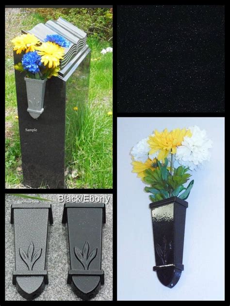 7" Metal Wall Mount Cemetery Flower Vase (Black) | Flower vases ...