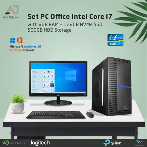 Jual Set PC Komputer Intel Core I7 2600 RAM 8GB SSD Rakitan Office