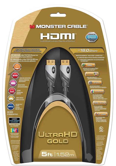 Monster® Ultra Hd™ Gold Advanced High Speed Hdmi Cable 15 M The Brick