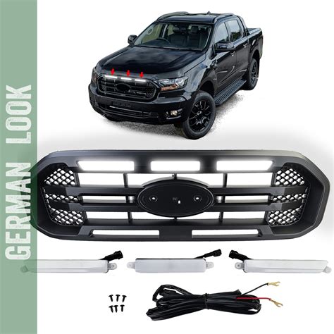 Calandre Noire Double Barre Avec Led Pour Ford Ranger T Tdci