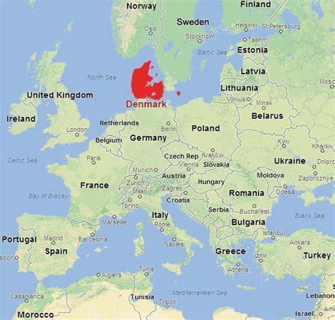 Map of Denmark in Europe