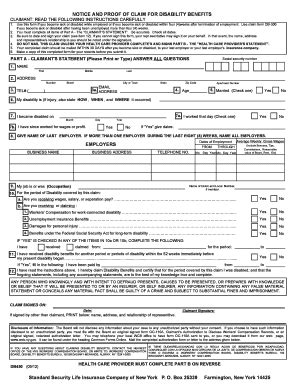 Fillable Online Notice And Proof Of Claim For Disability Local