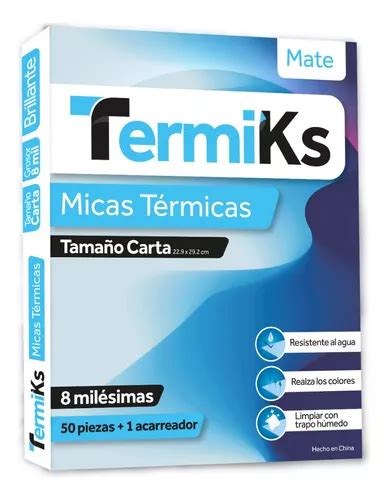 Mica Termica Carta Mate 8ml 50 Pzas Acarreador Termiks Envío gratis