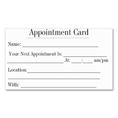 Appointment Business Card Template