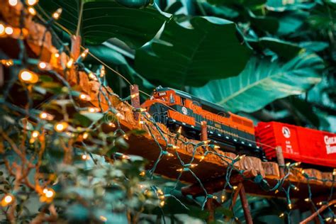 Locomotive Train On A Bridge In A Model Train Display Editorial Stock