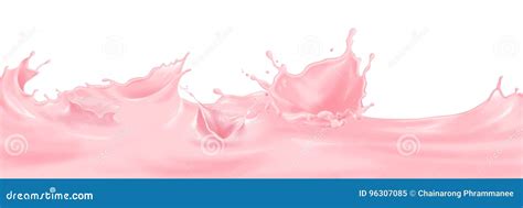 Pink Milk Splashes Set Cartoon Vector 186184175