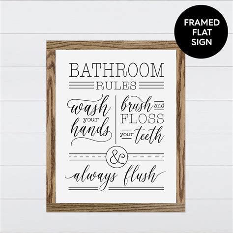 Bathroom Rules Farmhouse Sign Bathroom Wall Sign - Etsy