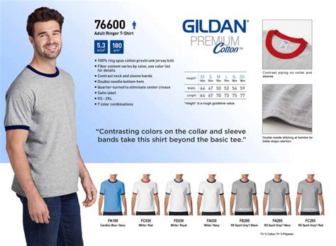 Gildan Premium Cotton Adult Ringer T Shirt 76600 Lazada Ph