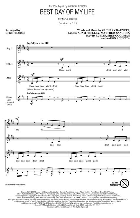 Best Day of My Life Sheet Music by Deke Sharon (SKU: 00138158 ...