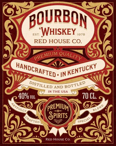 Bourbon Whiskey - Ornate Beverage Label Design Template — Customize it in Kittl