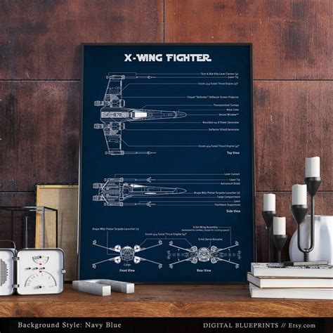 X-Wing Fighter Schematic Diagram Digital Download Blueprint | Etsy