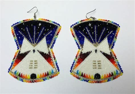 Star E Nights Tipi Earrings Native American Beadwork Native American Beadwork Patterns Native