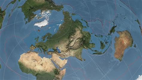 Eurasian Tectonic Plate. Extruded On Disc. Plate Centered On Map Of Azimuthal Equidistant ...