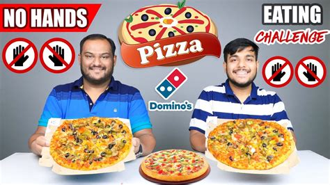 No Hands Pizza Eating Challenge Dominos Pizza Eating Competition