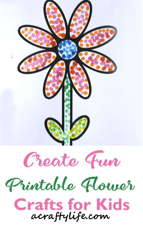 Easy Printable Flower Dot Painting Craft Template To Make Flower Printable Flower Crafts