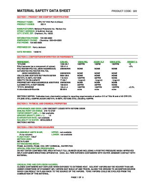 Fillable Online Material Safety Data Sheet Page Of X Epoxy