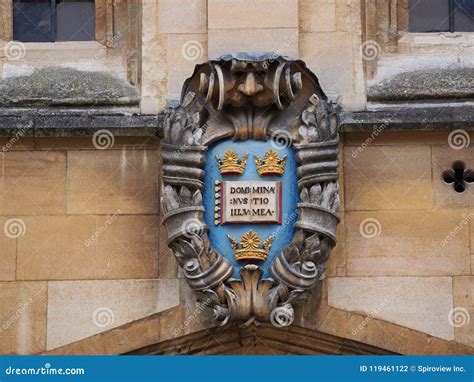 Oxford University Coat of Arms Stock Photo - Image of exterior ...