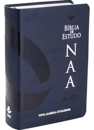 Bíblia De Estudo Naa Tamanho Portátil Capa Couro Sintético Azul Nova