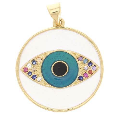 Pendentif Rond Avec Zircons R Sine Poxy X Mm Motif Oeil Dor