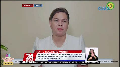 Vp At Education Sec Sara Duterte Kinilala Ang Dedikasyon Sa Pagtuturo