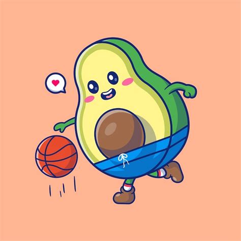 Avocat Mignon Jouant Au Basket Ball Cartoon Vector Icon Illustration