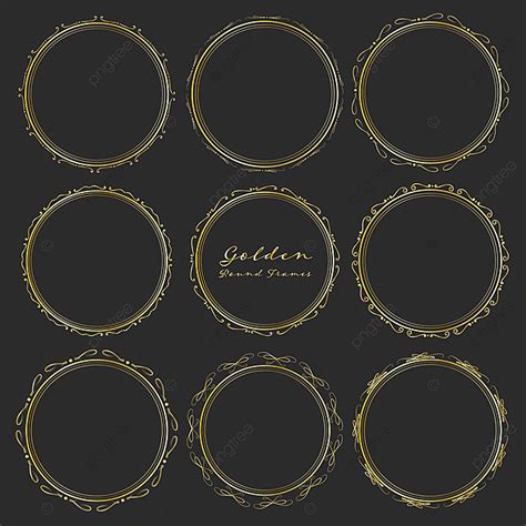 Golden Round Frame Vector Hd Png Images Set Of Golden Round Frames For