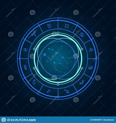 Magic Wheel With Gemini Star Sign And Twelve Signs Of The Zodiac In A