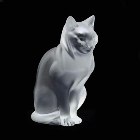 Lalique Frosted Crystal Cat Lot Crystal Glassmay