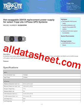 Su Kspm Datasheet Pdf Tripp Lite All Rights Reserved