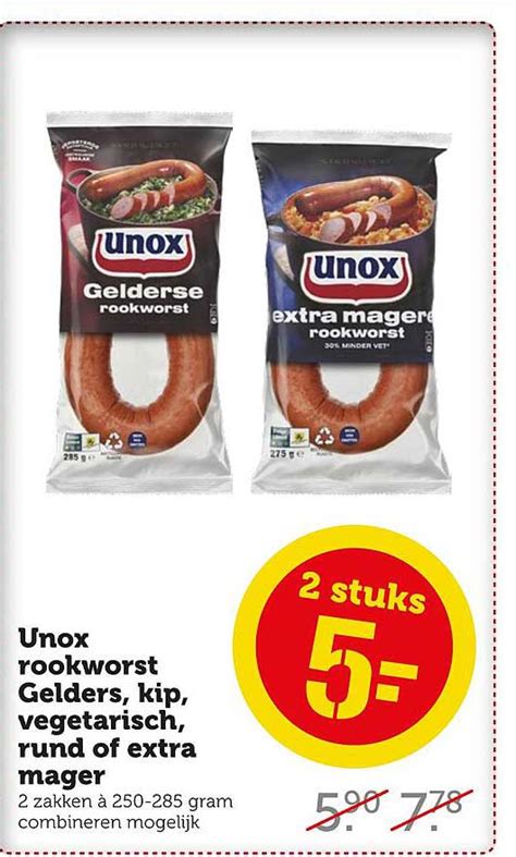 Unox Rookworst Gelders Kip Vegetarisch Rund Of Extra Mager