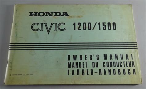 Betriebsanleitung Owners Manual Honda Civic Generation