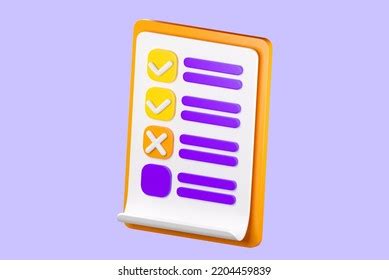 Checklist D Render Paper List Questionnaire Stock Illustration