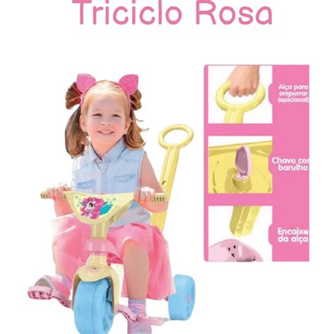 Velotrol Triciclo Motoca Infantil Tchuco Unicornio Haste