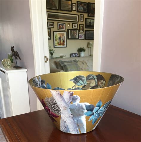 Stunning Handmade Decorated Glass Bowl Using Decoupage Etsy Decoupage Glass Glass Bowl