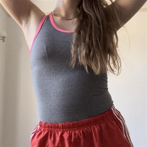 Gilly Hicks Women's Pink and Grey Vest | Depop