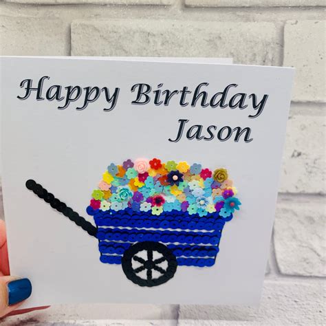 Custom Happy Birthday Wheelbarrow Card For Mum Personalised Etsy