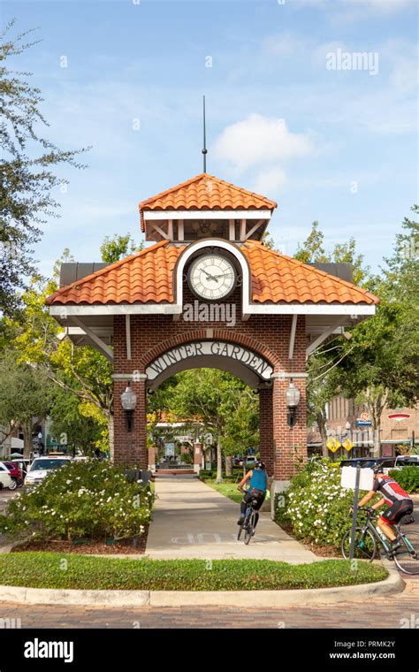 Clock Tower In Historic Downtown Winter Garden Florida Stock Photo Alamy