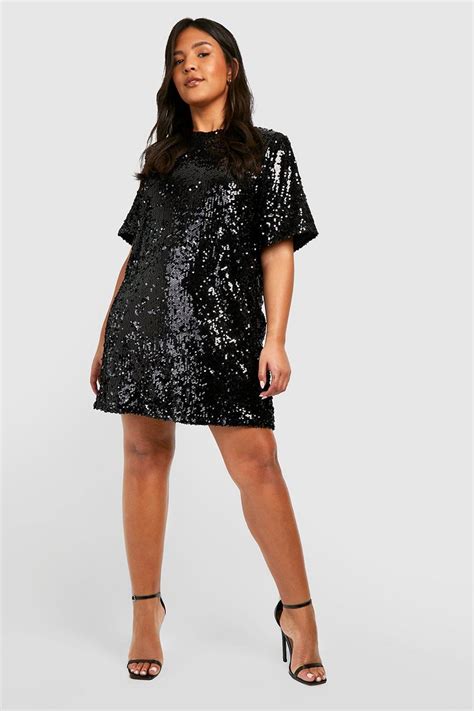 Plus Iridescent Sequin Shift Dress Boohoo