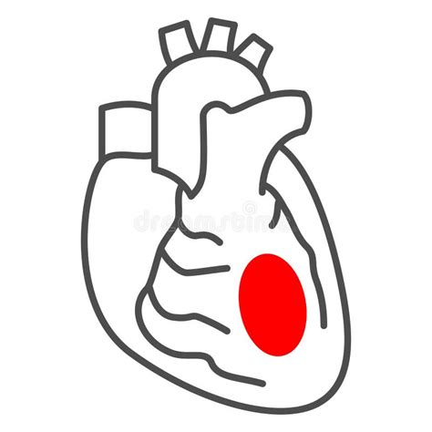 Myocardial Infarction Line Icon Human Diseases Concept Coronary Heart