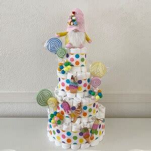 Lollipop Gnome Diaper Cake Gender Neutral Cake Ice Cream Themed Table