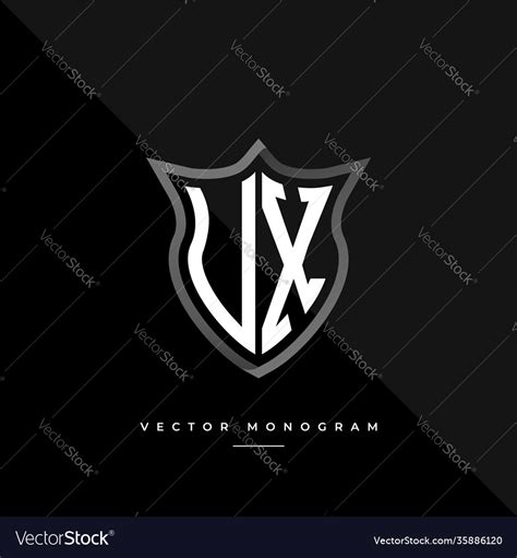 Letter Vx Logo Design Silver Shield V X Monogram Vector Image