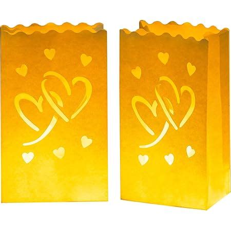 Amazon Homemory Pcs White Luminary Bags With Hearts Flame