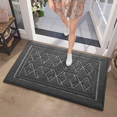 Biscpro Tapis Entrée Intérieur Paillasson Antidérapant Noir 50 x 80 cm