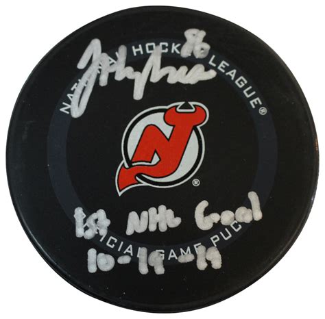 Jack Hughes Signed New Jersey Devils Hockey Puck 1st NHL Goal Fanatics ...