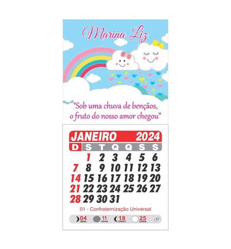 Calendario Ímã 2024 Chuva de Amor Chuva de Bençãos Elo7