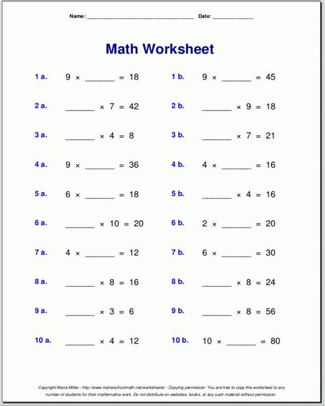 Mathematics Worksheet For Class 4 4 Grade Worksheets To Prin