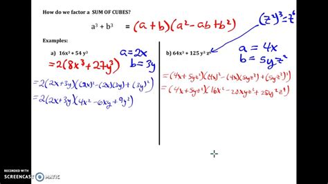 Factoring Sum And Difference Of Cubes Part 1 Youtube