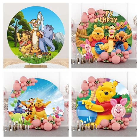 Disney Customized Winnie The Pooh Round Party Backdrops Photography