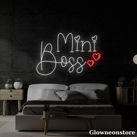 Glowneon Mini Boss Neon Sign Mini Boss Led Light Home Bar Party Decor Couple Room Decor